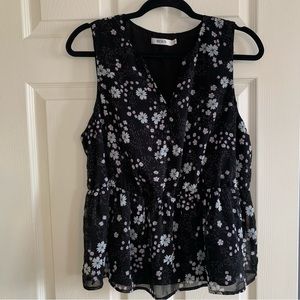 Black floral flowy peplum style top